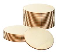 YXHZVON Rodajas de Madera de Círculo, 50 Piezas Discos de Madera Sin Acabado - 7.6 cm con 2 mm de Grosor, Circulo Madera para Manualidades, Pirograbado, Pintura