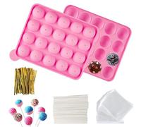 YXHZVON Silicona Bandeja Pop Pastel palo Mould, 20 Cavidades Molde para Paletas de Silicona con 100 Palitos + Envoltorios para Cake pops + Lazos Retorcidos para Lollipop Party Cupcake(A)