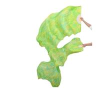 YXINAER 1 par/1 Pieza de abanicos Seda auténtica for Danza del Vientre, con Velo y Varillas bambú, Hechos a Mano, teñidos, for, Largos Abanicos de Seda Danza del Vientre(1pair-Type 9,120x90cm)