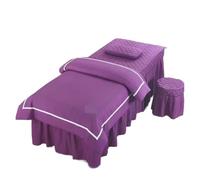 YXINAER Funda Camilla Masaje Juego de Ropa de Cama for salón de Belleza, sábanas respetuosas con la Piel, Falda de Cama for SPA, Funda de Almohada, 4 Uds.(Purple,190X70)