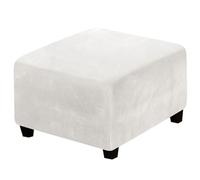 YXINAER Funda Otomana Fundas de Terciopelo for otomanas cuadradas, Plegables, con Almacenamiento, Protector Muebles, Fundas elásticas(White,XL)