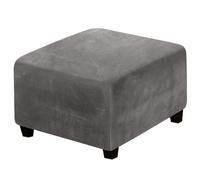 YXINAER Funda Otomana Fundas de Terciopelo for otomanas cuadradas, Plegables, con Almacenamiento, Protector Muebles, Fundas elásticas(Gray,L)