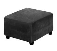 YXINAER Funda Otomana Fundas de Terciopelo for otomanas cuadradas, Plegables, con Almacenamiento, Protector Muebles, Fundas elásticas(Black,XL)