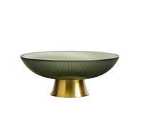 YXINAER Tazón de Frutas Crystal Glass Fruit Plate Dessert Bowl Metal Base Storage Tray Modern Living Room Home Decoration(Green2)