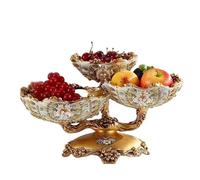 YXINAER Tazón de Frutas Elegant Diamond Pattern Ceramic Snack Plate Handcrafted Pearlescent Design for Fruit Appetizers Desserts Serving(Diamond 3 layer)