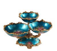 YXINAER Tazón de Frutas Elegant Diamond Pattern Ceramic Snack Plate Handcrafted Pearlescent Design for Fruit Appetizers Desserts Serving(Blue 3 layer)
