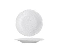 YXINAER Tazón de Frutas Flower Ceramic Bowl Pure White Creative Cabbage Relief Tableware Fruit and Vegetable Salad(8.25-inch flat disc)