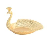 YXINAER Tazón de Frutas Golden Peacock Snack Tray Creative Living Room Fruit Plate Handcrafted Decor Portable