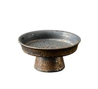 YXINAER Tazón de Frutas High Feet Ceramic Plate Fruit Snack Cake Pan Stand Dim Sum Plates Dessert Serving(Color 1)