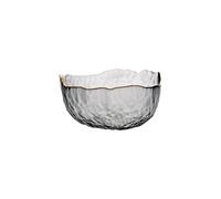 YXINAER Tazón de Frutas Iceberg Glass Bowl with Glod Rim Transparent Salad Fruit Soup Dessert Snack Foods(Gray S)