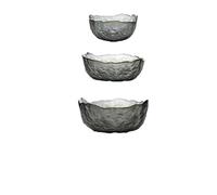 YXINAER Tazón de Frutas Iceberg Glass Bowl with Glod Rim Transparent Salad Fruit Soup Dessert Snack Foods(Gray 3 pcs set)