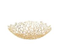 YXINAER Tazón de Frutas Modern Wedding Metal Golden Dry Fruit Plate Decoration Tray Hollow for Home(25x5.5cm)