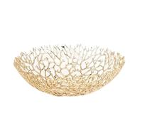 YXINAER Tazón de Frutas Modern Wedding Metal Golden Dry Fruit Plate Decoration Tray Hollow for Home(27.5x8cm)