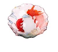 YXINAER Tazón de Frutas Painted Pisces Fruit Plate,Transparent Crystal Glass Dim Sum Cake, Home Living Room Tea Table Salad Decoration(S)