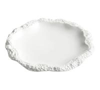 YXINAER Tazón de Frutas Skirt Plate Vegetable Household Ceramic Flat Shallow Hotel Tableware(8 inches)