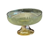 YXINAER Tazón de Frutas Vintage Fruit Bowl Household High Foot Plates Pedestal for Table Centerpiece Living Room Decorations(Green Gold)
