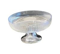 YXINAER Tazón de Frutas Vintage Fruit Bowl Household High Foot Plates Pedestal for Table Centerpiece Living Room Decorations(Clear Silver)