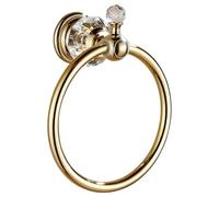 YXINAER Toalleros de Baño Toallero de aro Dorado con Cristales, toallero de latón Pulido, Accesorios de baño for Montar en la Pared(Gold)