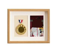 YXINAER Vitrina para Medallas Caja de Almacenamiento Marco Fotos Medalla Madera, decoración Colgante, Hueco for Mantener la Honor, organizar Mesa(10 Inch Single Hole)