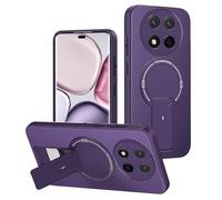 YXINDAFU Funda para Honor Magic 7 Lite 5G,Carcasa Ultra Delgado Antigolpes Protección Suave TPU Silicona Fibra de Carbono Antiarañazos con Soporte magnética Fundas,Morado