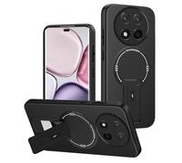 YXINDAFU Funda para Honor Magic 7 Lite 5G,Carcasa Ultra Delgado Antigolpes Protección Suave TPU Silicona Fibra de Carbono Antiarañazos con Soporte magnética Fundas,Negro