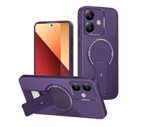 YXINDAFU Funda para Honor X5C/X5C Plus,Carcasa Ultra Delgado Antigolpes Protección Suave TPU Silicona Fibra de Carbono Antiarañazos con Soporte magnética Fundas,Morado