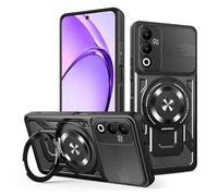 YXINDAFU Funda para OPPO A5 5G / OPPO A5M,Carcasa con 360° Giratorio Anillo Metal Magnético Soporte Case Militar Antigolpes Silicona TPU y PC Antiarañazos protección Fundas,Negro