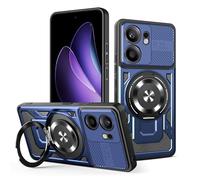 YXINDAFU Funda para OPPO A5 5G / OPPO A5M,con 360° Giratorio Anillo Metal Magnético Soporte Case Militar Antigolpes Silicona TPU y PC Antiarañazos protección Carcasa,Azul