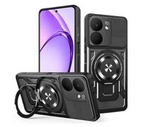 YXINDAFU Funda para OPPO A5x 4G/5G,Carcasa con 360° Giratorio Anillo Metal Magnético Soporte Case Militar Antigolpes Silicona TPU y PC Antiarañazos protección Fundas,Negro