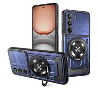 YXINDAFU Funda para OPPO A5x 4G/5G,con 360° Giratorio Anillo Metal Magnético Soporte Case Militar Antigolpes Silicona TPU y PC Antiarañazos protección Carcasa,Azul