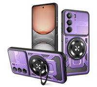 YXINDAFU Funda para OPPO A5x 4G/5G,con 360° Giratorio Anillo Metal Magnético Soporte Case Militar Antigolpes Silicona TPU y PC Antiarañazos protección Carcasa,Violeta