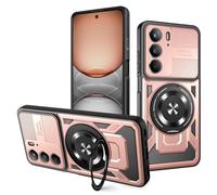 YXINDAFU Funda para OPPO A5x 4G/5G,con 360° Giratorio Anillo Metal Magnético Soporte Case Militar Antigolpes Silicona TPU y PC Antiarañazos protección Carcasa,Rosa