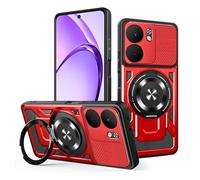 YXINDAFU Funda para OPPO A5x 4G/5G,con 360° Giratorio Anillo Metal Magnético Soporte Case Militar Antigolpes Silicona TPU y PC Antiarañazos protección Carcasa,Rojo