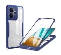 YXINDAFU Funda para Realme 14T 5G,360 Grados Transparente Antigolpes Case [con Protector Pantalla Integrado] Silicona TPU y Hard PC 2 en 1 Antiarañazos Carcasa para Realme 14 5G,Azul