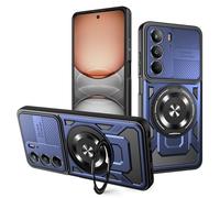 YXINDAFU Funda para realme 14X 5G,Carcasa Militar Antigolpes Silicona TPU y PC Antiarañazos Case con 360° Giratorio Anillo Magnético Soporte para realme 14X/realme C75,Azul