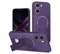 YXINDAFU Funda para Realme P3 5G/Realme 14T 5G,Carcasa Ultra Delgado Antigolpes Protección Suave TPU Silicona Fibra de Carbono Antiarañazos con Soporte magnética Fundas,Morado