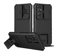 YXINDAFU Funda para Samsung Galaxy A34 5G,Dual Layer Antigolpes Carcasa [con Cubierta de cámara Deslizante] Silicone TPU y PC Dura Protección con Soporte Fundas para Samsung Galaxy A34 5G,Negro