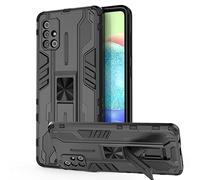 YXINDAFU Funda para Samsung Galaxy A71 4G,Dual Layer Antigolpes protección Carcasa Silicona TPU y PC Antirasguños Dura Fundas con Soporte Plegable Oculto para Samsung Galaxy A71,Negro
