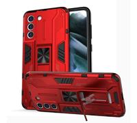 YXINDAFU Funda para Samsung Galaxy S21 FE 5G,Dual Layer Antigolpes protección Carcasa Silicona TPU y PC Antirasguños Dura Fundas con Soporte Plegable Oculto para Samsung Galaxy S21 FE,Rojo