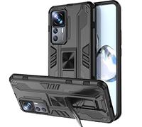 YXINDAFU Funda para Xiaomi 12T Pro,Antigolpes de 360 Grados protección Carcasa [Silicona TPU y Duro PC Armor Bumper] con Soporte Funda para Xiaomi Mi 12T / Xiaomi 12T Pro,Negro