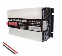 YXINHONGYUE 12v to 220v, Inversor de energía Solar (Pico) 5000 W, convertidor de 12 V y 24 V a 110 V/220 V CA con Pantalla LCD, inversor de Onda sinusoidal Pura para Coche (Gris)