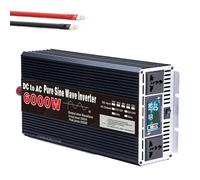 YXINHONGYUE Inversor de Onda sinusoidal Pura DC 12V 24V a AC 110V 220V 6000W Inversores solares para automóvil con Pantalla LCD 2 Salidas de CA para camión Barco RV hogar 60 Hz 50 Hz,12v to 110v