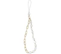 Yxinjy 1 cordón para teléfono móvil, cadena de metal, cuentas de perlas, correa de muñeca, decoración antipérdida, llavero de coche, llavero de perlas