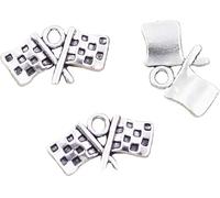 Yxinjy 20 colgantes de plata con la bandera de carreras antiguas para hacer pulseras, collares, joyas, accesorios de fabricación de cuentas, 13 x 22 mm