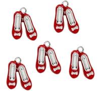 Yxinjy 5 colgantes de zapatos creativos rojos, aleación plateada, esmaltados, rojos, abalorios, suministros para hacer joyas