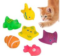 Yxinjy 6 juguetes interactivos para gatos de piscina, juguetes de piscina para gatos, juguete de agua flotante, juguete de natación para mascotas, juguete de peces para baño, juguetes sensoriales