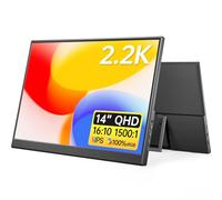 Yxk Monitor portátil de 14 pulgadas 2.2K QHD USB C HDMI ultra delgado IPS pantalla de viaje con cubierta inteligente y altavoces, HDR Plug & Play, monitor externo para laptop, PC, teléfono, Mac