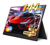 Yxk Pantalla portátil 17.3" 1080p 144Hz IPS HDR | Pantalla de viaje para PC/Mac/teléfono/consola/ordenador portátil | Carcasa inteligente y altavoces