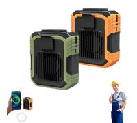 YXKNB Heat Guard Fan - Wearable Heatguard Work Fan with LED Light & Power Bank, 4000 Mah, Durable & Job-Safe, 3 Speeds, Turbo Track Fans Rechargeable, Undershirt Fans for Outdoor Work (Green+Orange)