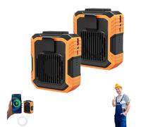 YXKNB Heat Guard Fan - Wearable Heatguard Work Fan with LED Light & Power Bank, 4000 Mah, Durable & Job-Safe, 3 Speeds, Turbo Track Fans Rechargeable, Undershirt Fans for Outdoor Work (Orange*2)